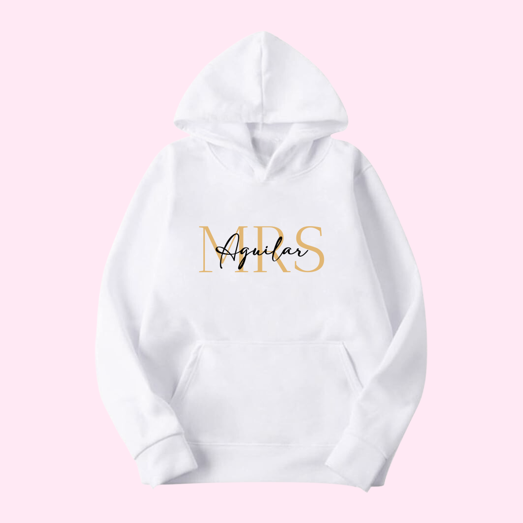 Sudadera blanca personalizable con apellido