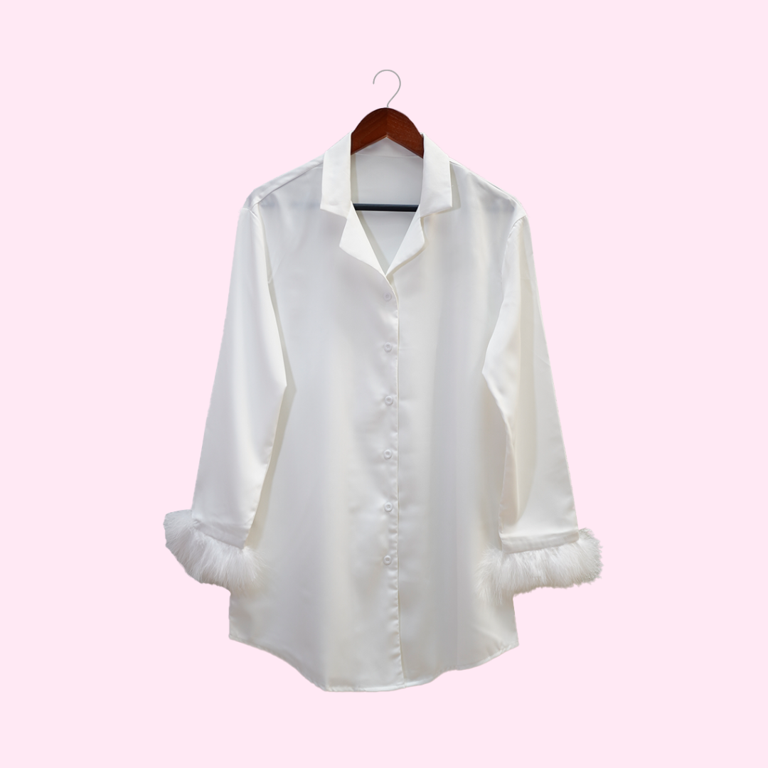 Pijama camisa con plumas Bride