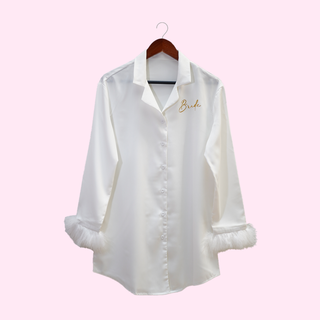 Pijama camisa con plumas Bride