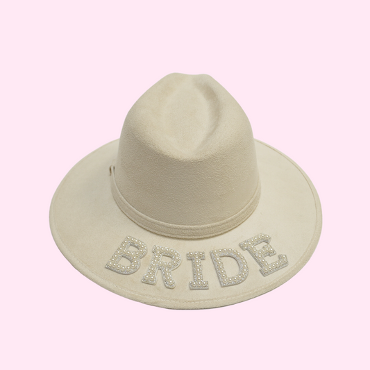 Sombrero viñedo con letras de perlas Bride